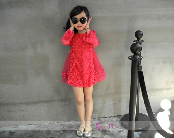 dress anak merah lace